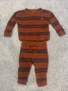 Baby GAP Thermal Striped Knit Matching Set 6-12 M